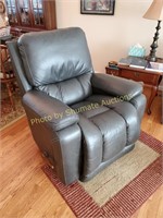 Blue leather recliner