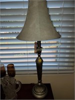 Pair of Tall silver colored lamps