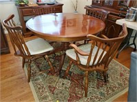 Dining table, 2 leaves, 4 chairs