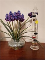 Floating glass therometer & artifical plant