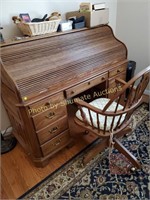 Oak roll top desk