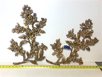 Plastic Gold Color Flower and Leaf Wall Decor