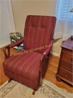 Red upholstered platform rocker