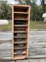 Old Saw Blades and Wooden Cabinet