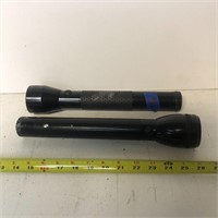 Two Large Black Maglite Flashlights