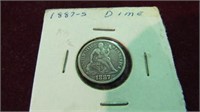 1887 S SEATED DIME 90%