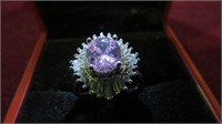 .925 PINK/WH SAPPHIRE RING, SZ 8
