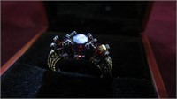 .925 STERLING RUBY/WH SAPPHIRE RING SZ 6