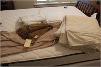 Sheets, blanket, wool throw, and mattress pad