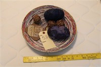 Decorative bowl, wool balls, and more