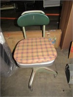 VTG orange plaid mid-century modern desk chair