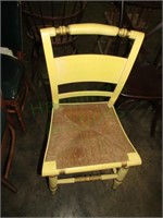 VTG Hitchcock Style yellow painted rush seat chair