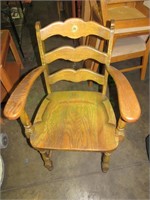 VTG wooden banker's style chair w/arms