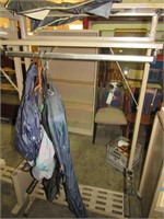 Commercial garment/coat rack w/clothing bags