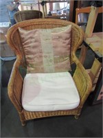 Wicker armchair w/cushions