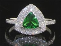 Trillion Shaped 1.75 ct Emerald Designer Ring