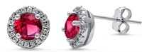 Gorgeous 2.00 ct Ruby Sapphire Solitaire Earrings