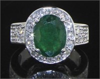 14K Gold 3.51 ct Emerald & Diamond Ring