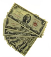Collection (10) Red Seal $2 Bank Notes