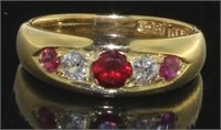 18kt Gold Antique Natural Ruby & Diamond Ring
