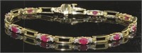 14kt Gold Genuine Ruby & Diamond Bracelet