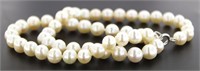 Genuine 8 mm Hand Knotted White Pearl Necklace