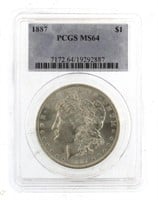 1887 MS64 Morgan Silver Dollar