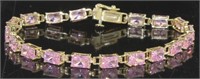 14kt Gold 9.50 ct Pink Sapphire Tennis Bracelet