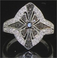 Genuine 1/2 ct Black & White Diamond Ring