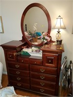 11-drawer oval mirror vintage style dresser