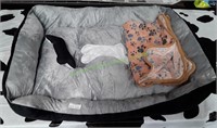 Dog Bed w/ Toy Bone & Paw Blanket