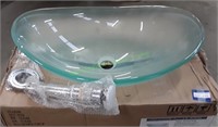 Anzzi Blue Tempered Glass Oval Vessel Sink