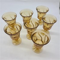 7 Fostoria Style Amber Goblets