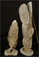 2 Inuit White Bone Carvings signed ALO CV
