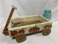 Decorative handpainted Autumn wood wagon