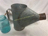 Antique galvanized coffee grinder scoop can