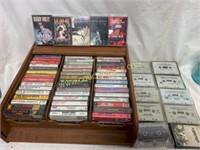 Great lot of cassette music tapes & storage case