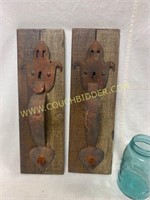 Decorative wooden wall hooks-like door handles