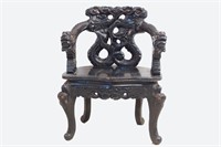 Japanese Ebonized Meiji Period carved chair