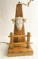 Hereford Bull figured lamp w/ Vintage Horse shade