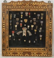 Vintage Marksmanship Medals in Inlaid wood case