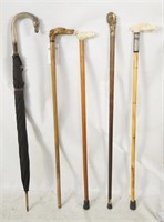 Collection of Five Antique Canes