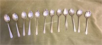 11 Sterling Silver Spoons + 1 Silverplate Spoon
