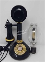 Vintage Rotary Phone & LG Light Bulb