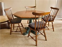 Hexagonal Dining Set w/ 4 Chairs