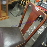 Wood chair w/ leather seat
