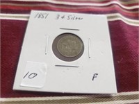 1851 3 Cent Silver F