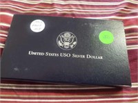 1991 San Francisco USO Silver Dollar w/cert.