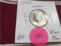 1945S Jefferson Silver War Nickel MS65
