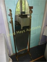 Vintage Brass Cherub Cheval Mirror